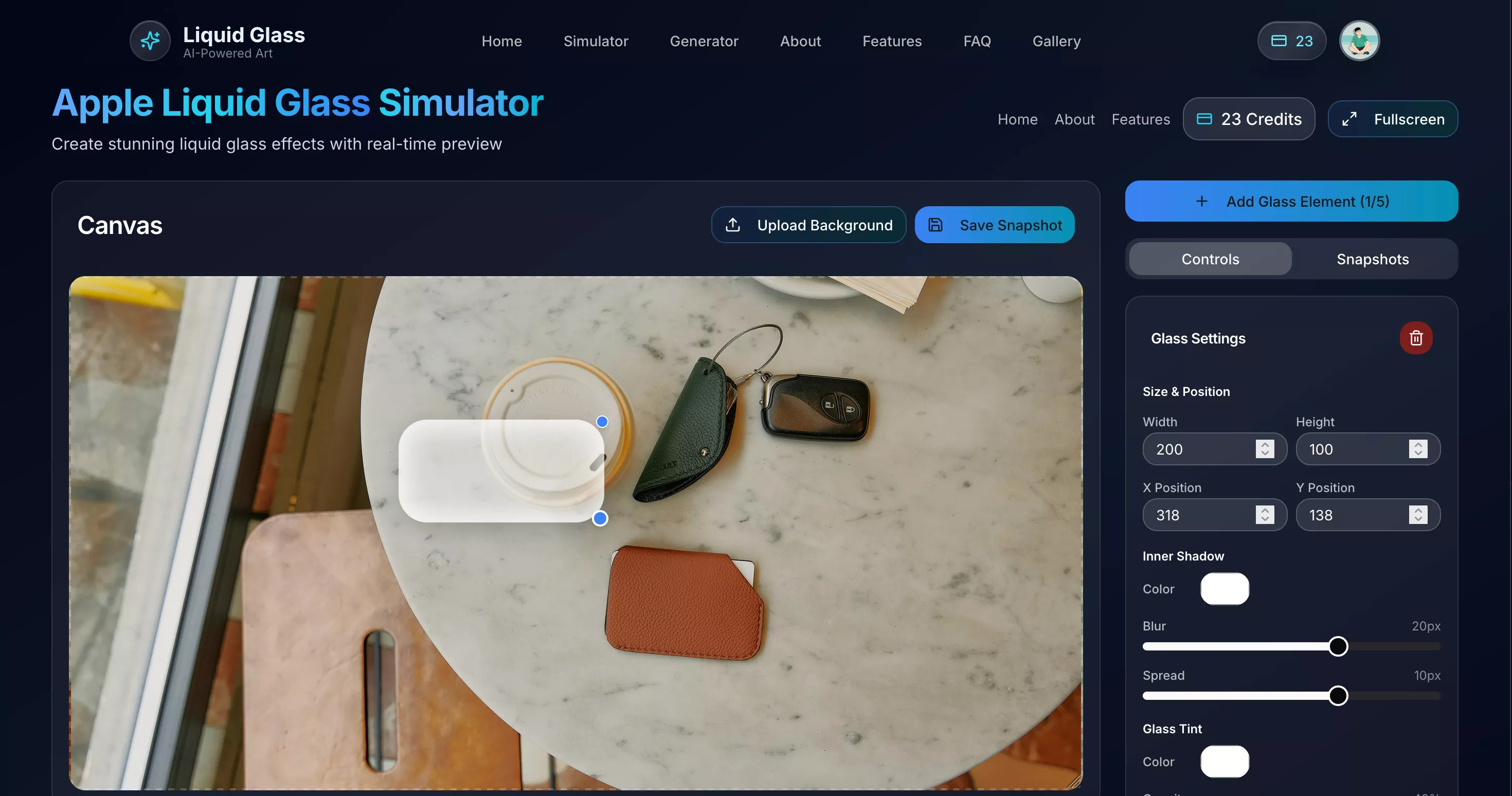 液态玻璃模拟器