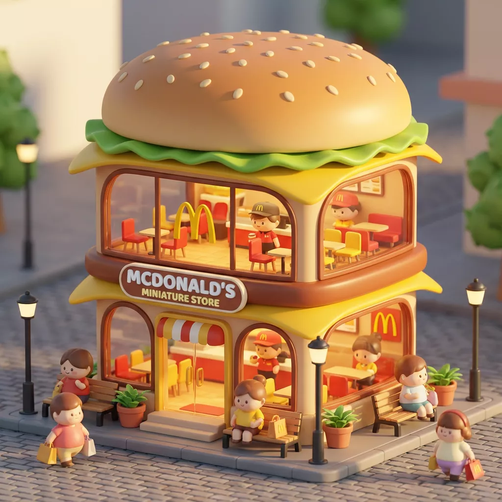3D chibi-style miniature concept store of McDonald